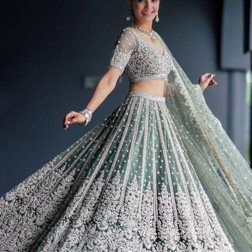 Teal Green Color Treanding Sequence Work  Designer Lehenga Choli