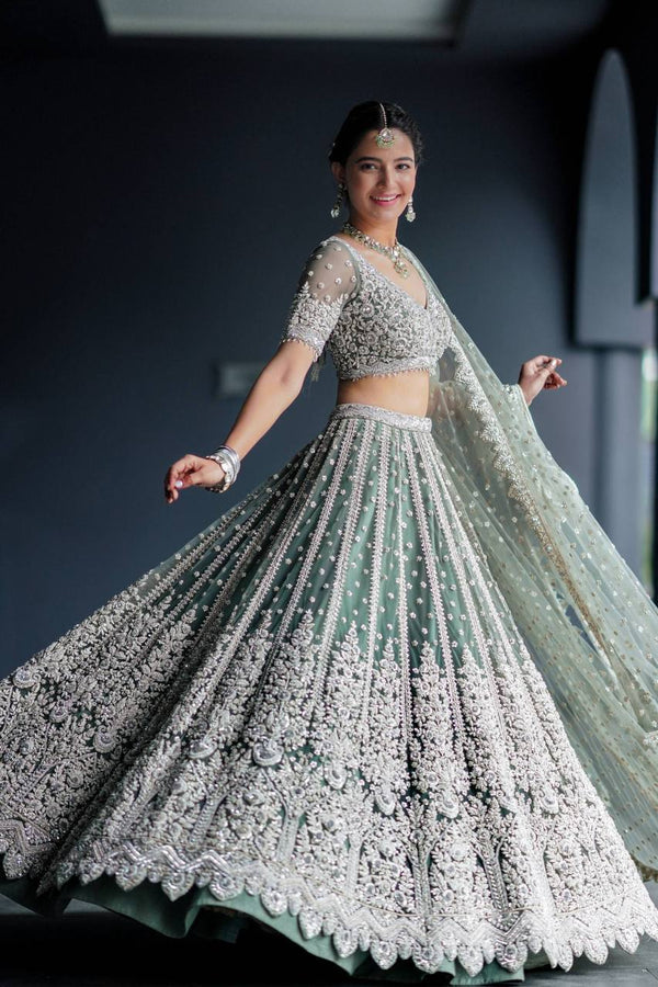 Teal Green Color Treanding Sequence Work  Designer Lehenga Choli