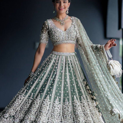 Teal Green Color Treanding Sequence Work  Designer Lehenga Choli