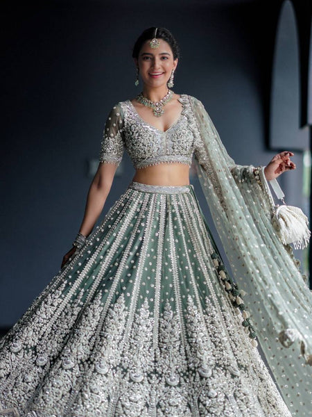 Teal Green Color Treanding Sequence Work  Designer Lehenga Choli