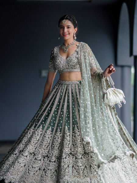 Teal Green Color Treanding Sequence Work  Designer Lehenga Choli