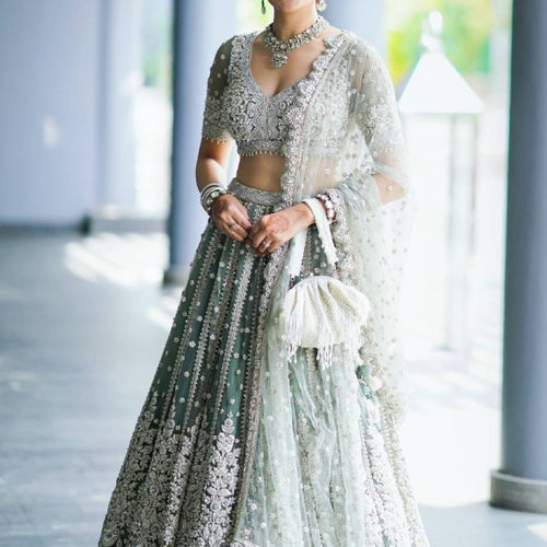 Teal Green Color Treanding Sequence Work  Designer Lehenga Choli