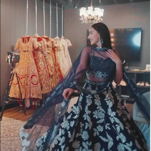 Navy Blue Color Heavy Sequence Work  Designer Lehenga Choli