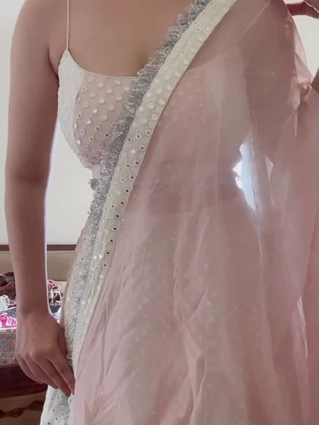 Pink  Color Wedding Wear  Tread Sequins Embroidery Work Georgette Lehenga