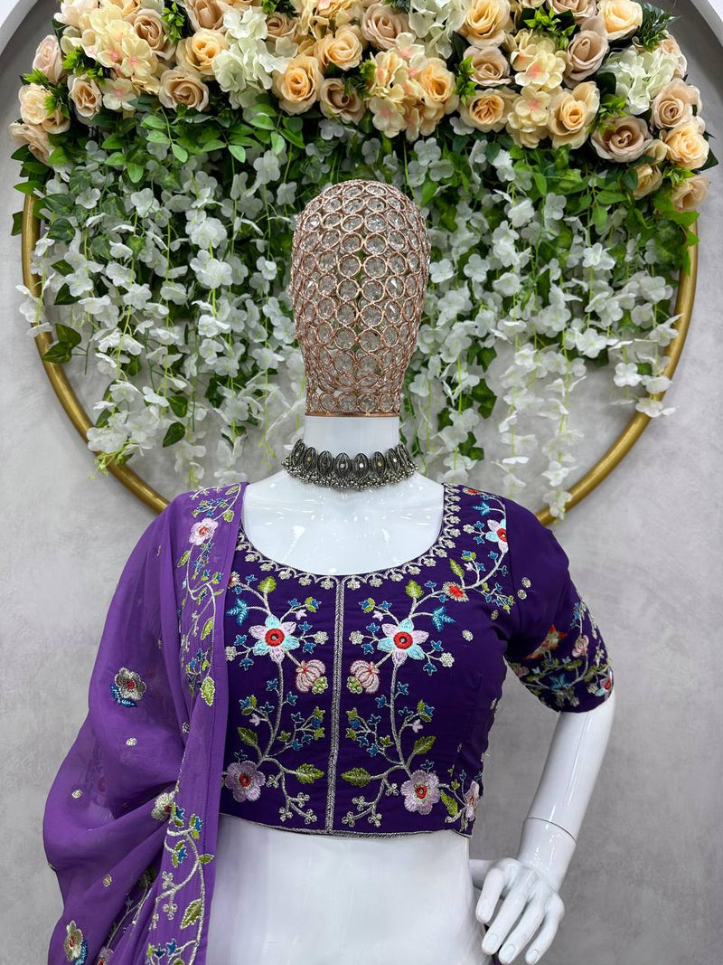 Purple Color Wedding Special Lehenga Choli Heavy Boutique Collection