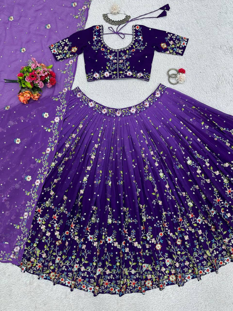 Purple Color Wedding Special Lehenga Choli Heavy Boutique Collection