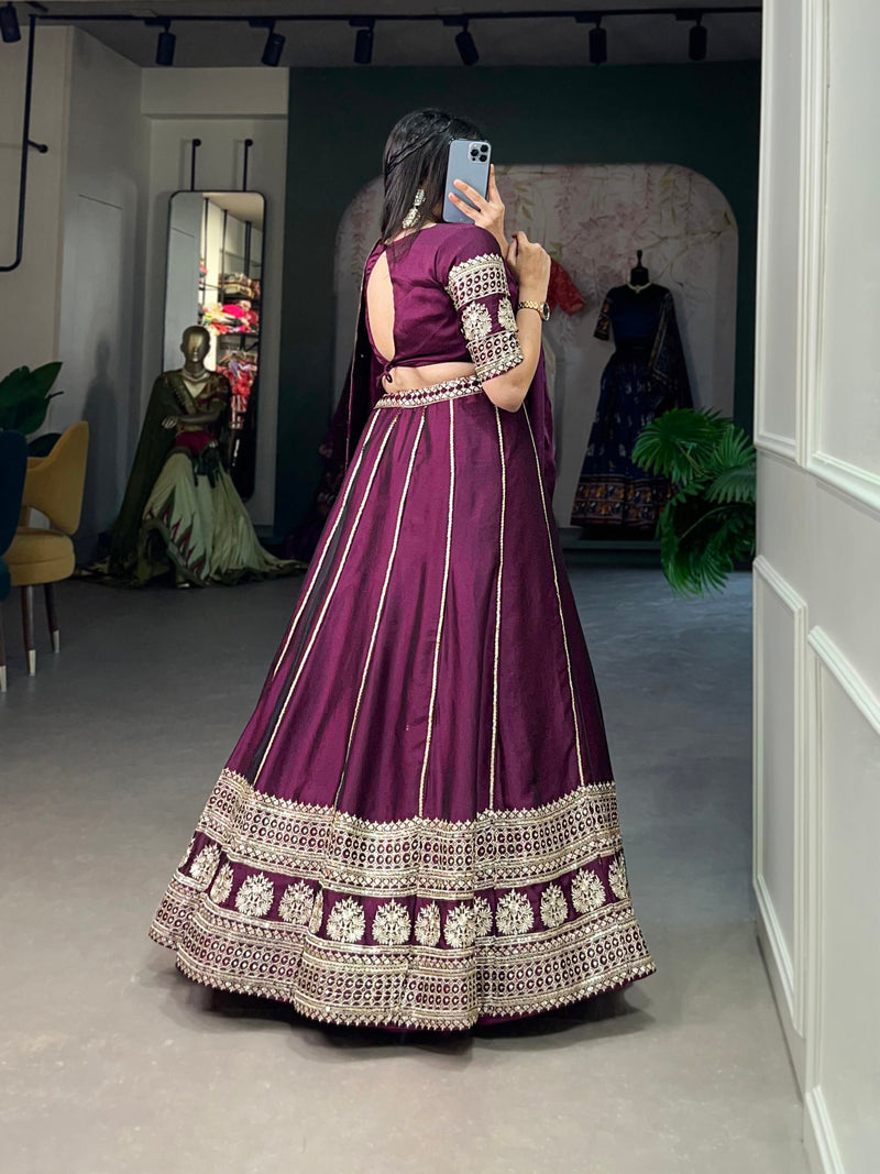 Purple Color Rangoli Silk Wedding Special Lehenga Choli Set With Thread And Sequence Work