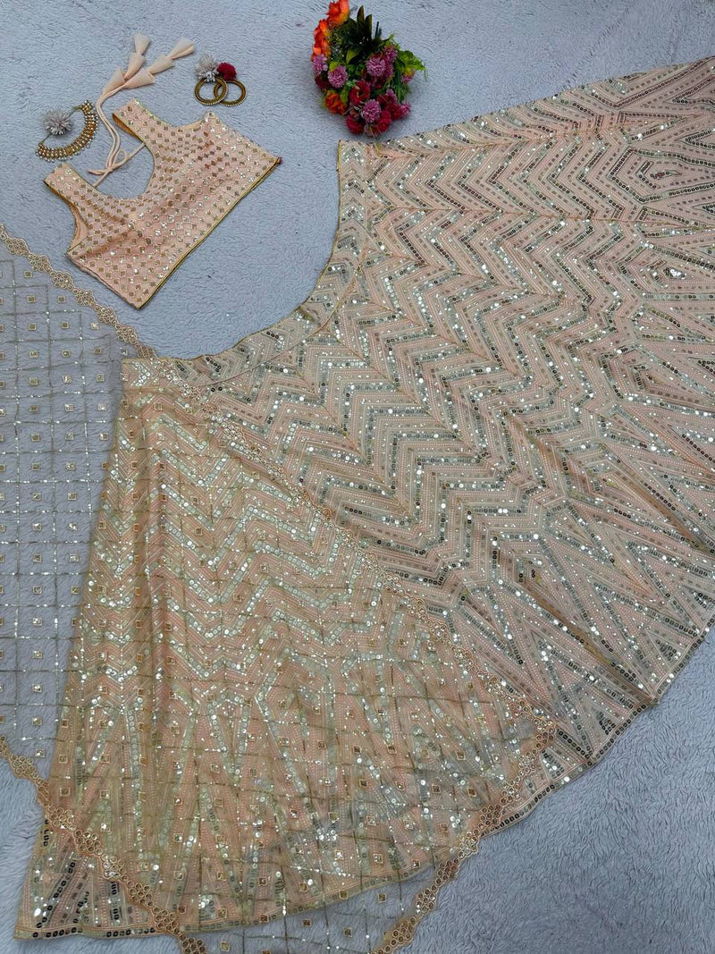 Cream Color Thread And Sequence Work Occasional Special Lehenga Choli Set