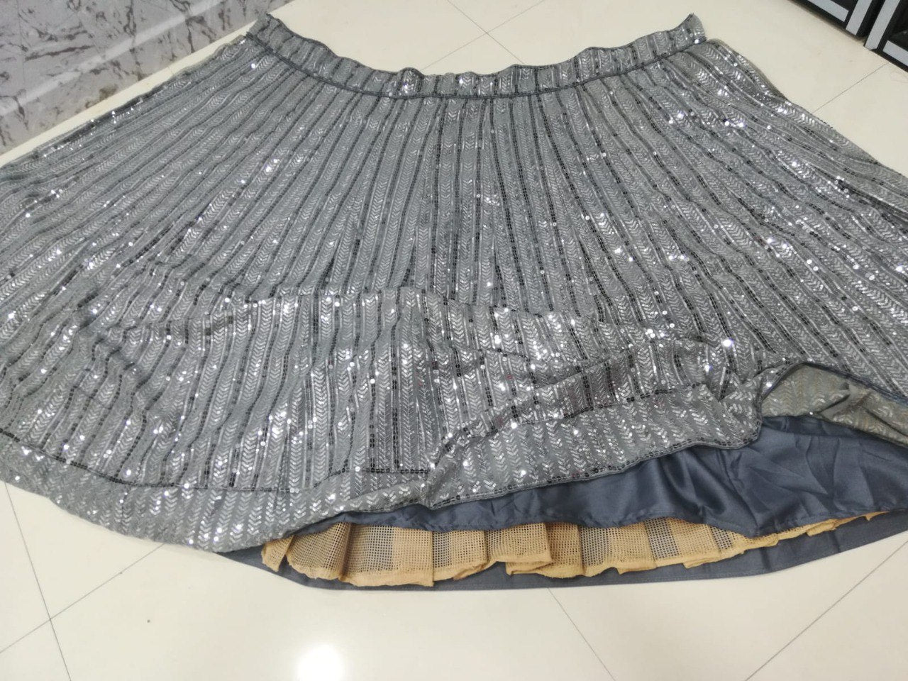 Gray Color Heavy Sequins Georgette Bollywood Designer Lehenga Choli