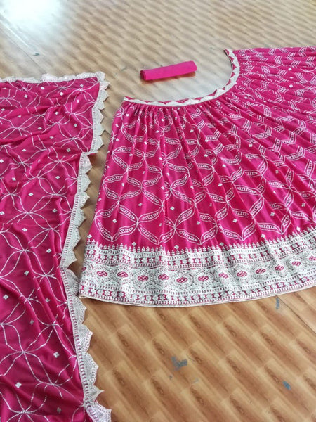 Pink Color Heavy Sequins Embroidery Work Designer Lehenga