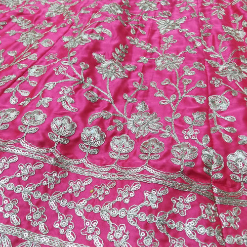 Gajri Color Satin Silk With Heavy Embroidery Work Wedding Lehenga