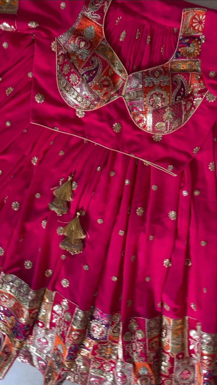 Foux  Georgette Rani Pink Color Wedding Special Lehenga Choli Set Thread With Sequence Work