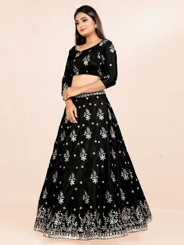 Black Color Sequins Embroidery Work Designer Lehenga Choli
