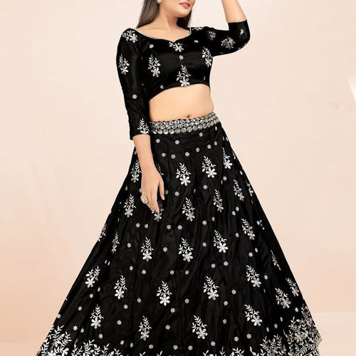 Black Color Sequins Embroidery Work Designer Lehenga Choli