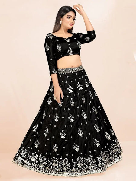Black Color Sequins Embroidery Work Designer Lehenga Choli