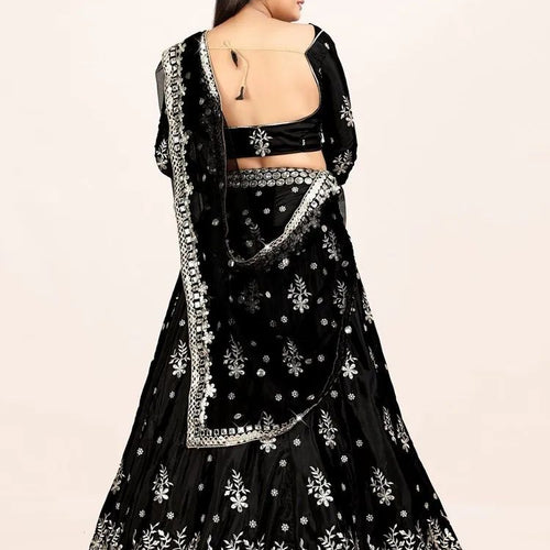 Black Color Sequins Embroidery Work Designer Lehenga Choli