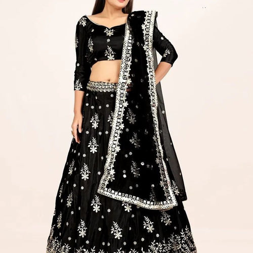 Black Color Sequins Embroidery Work Designer Lehenga Choli
