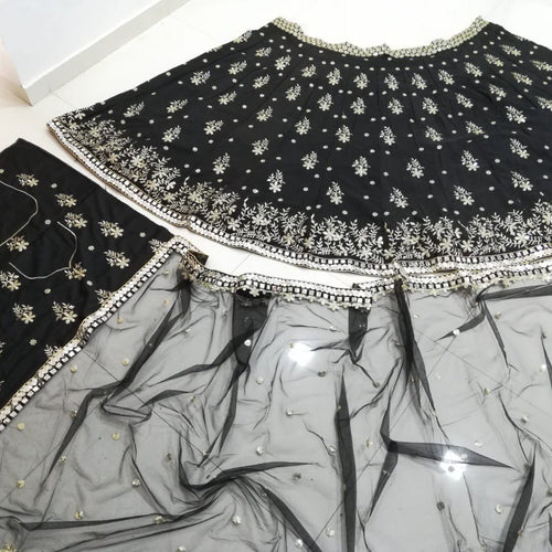 Black Color Sequins Embroidery Work Designer Lehenga Choli