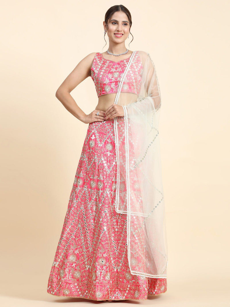 Pink Color Wedding Wear Designer Thread Work Trendy Lehenga Choli