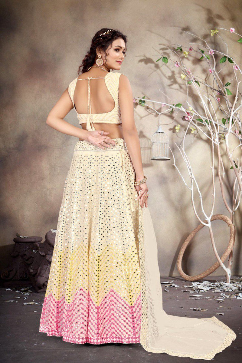 Off White Color Embroidery Work Designer Trendy Georgette Lehenga Choli