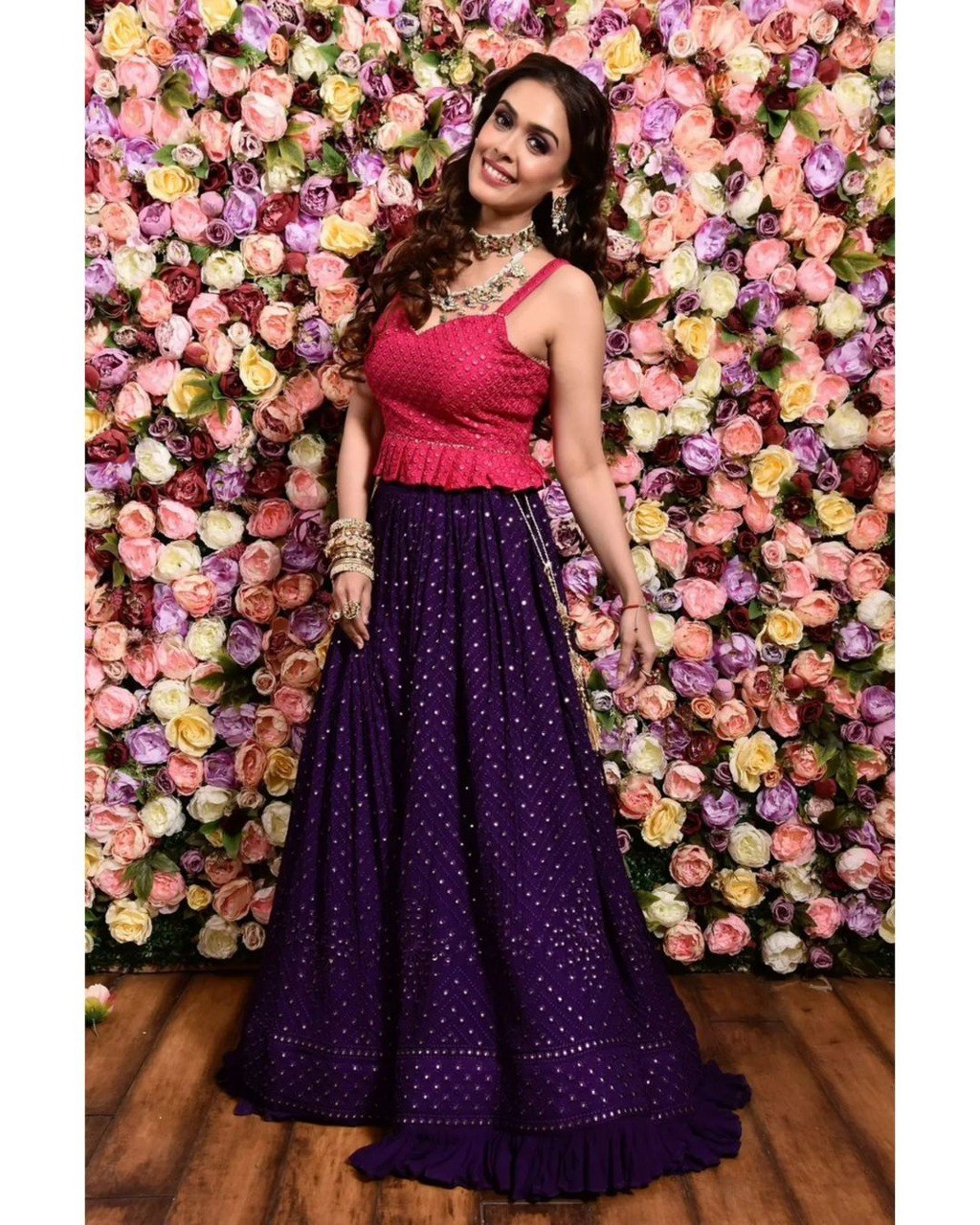 Purple Color Sequins with Thread Embroidery Work Lehenga Choli