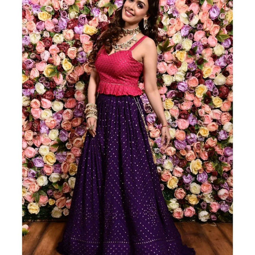 Purple Color Sequins with Thread Embroidery Work Lehenga Choli