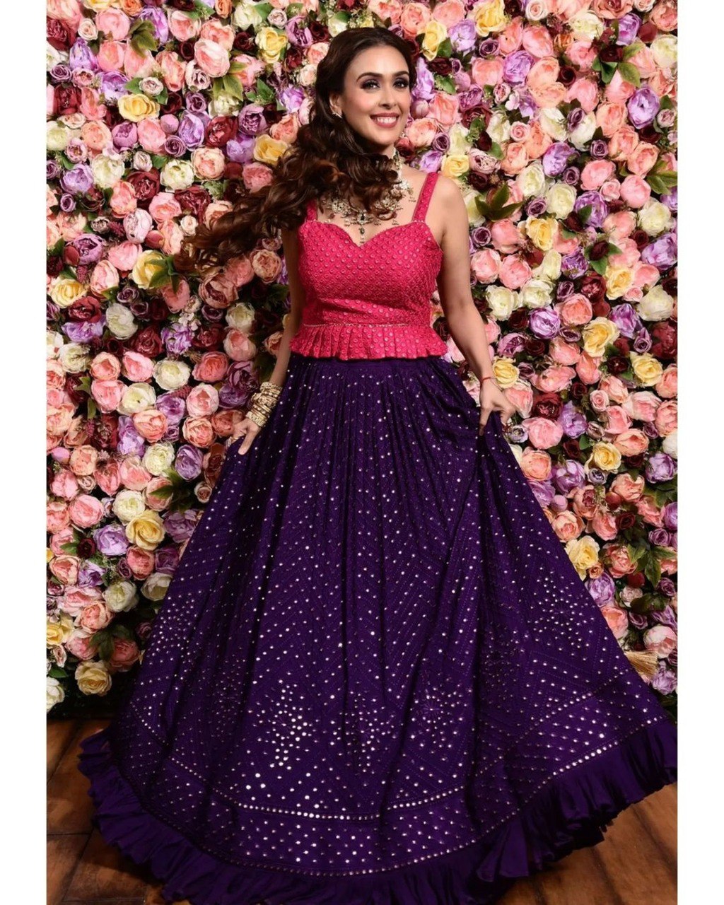 Purple Color Sequins with Thread Embroidery Work Lehenga Choli
