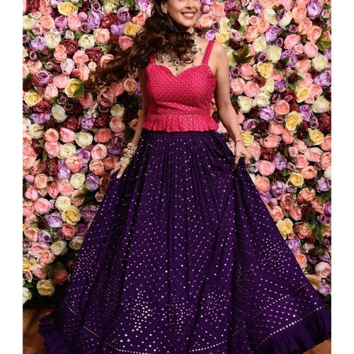 Purple Color Sequins with Thread Embroidery Work Lehenga Choli