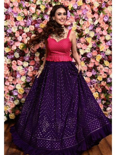 Purple Color Sequins with Thread Embroidery Work Lehenga Choli