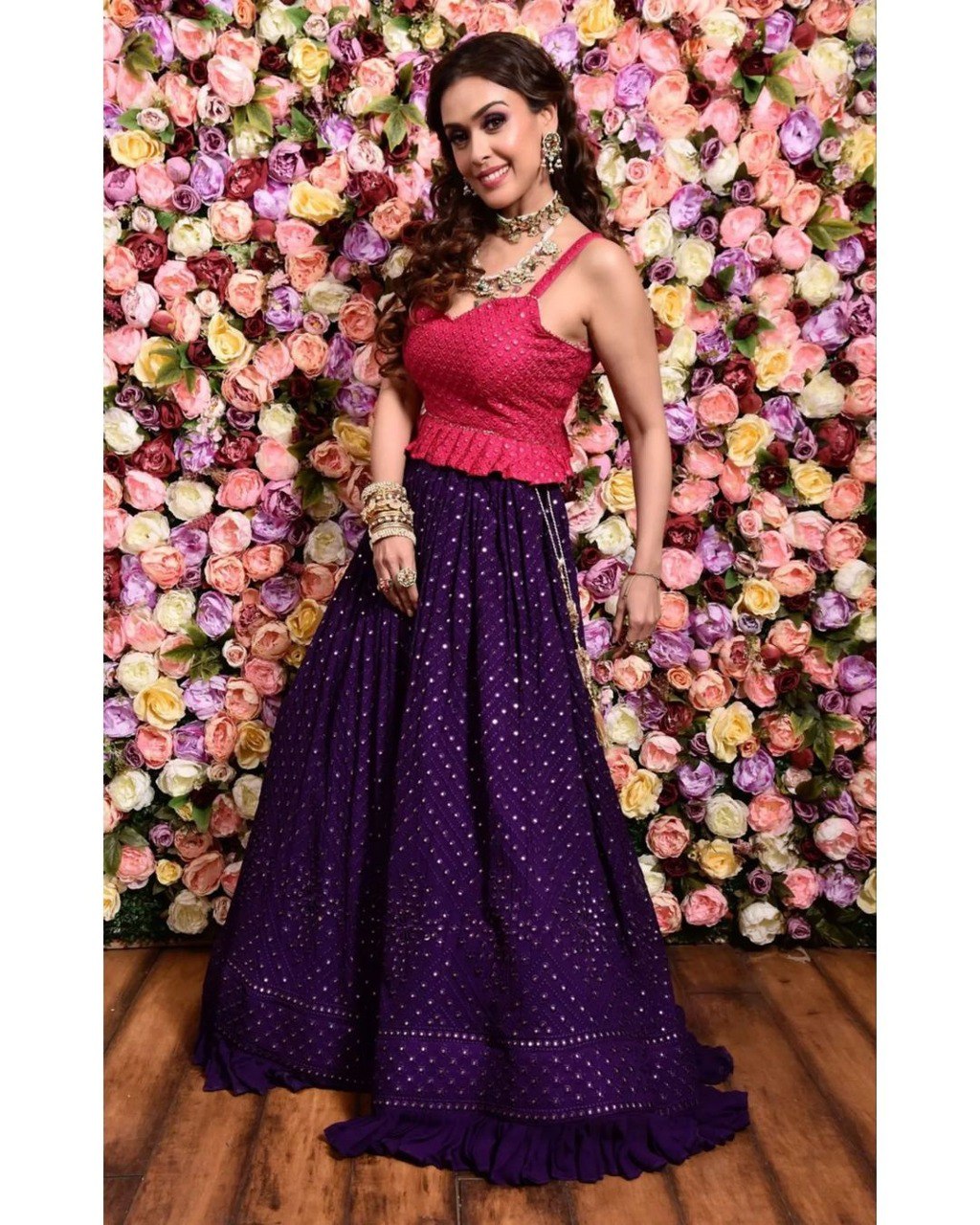 Purple Color Sequins with Thread Embroidery Work Lehenga Choli