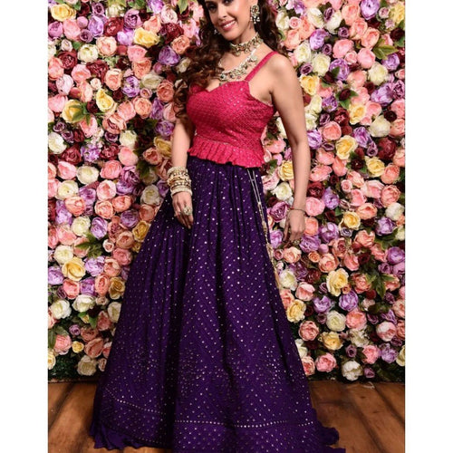 Purple Color Sequins with Thread Embroidery Work Lehenga Choli