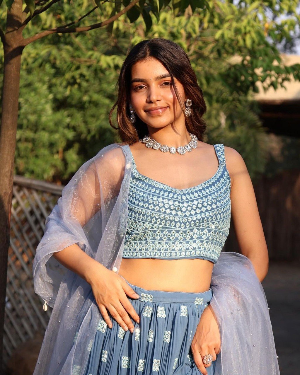 Blue Color Sequins with Thread Embroidery Work Designer Lehenga Choli