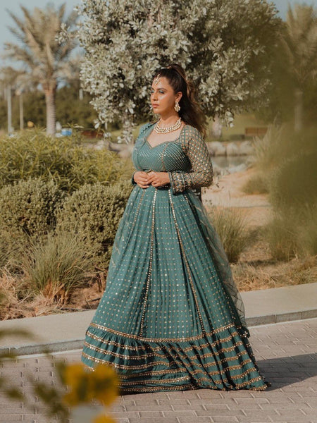 Green Color Heavy Embroidered Designer Trendy Georgette Lehenga Choli