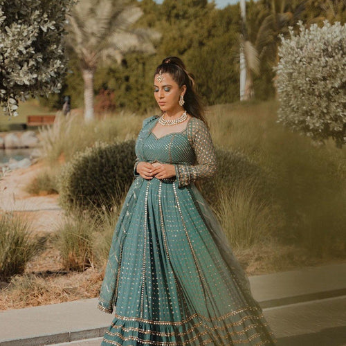 Green Color Heavy Embroidered Designer Trendy Georgette Lehenga Choli