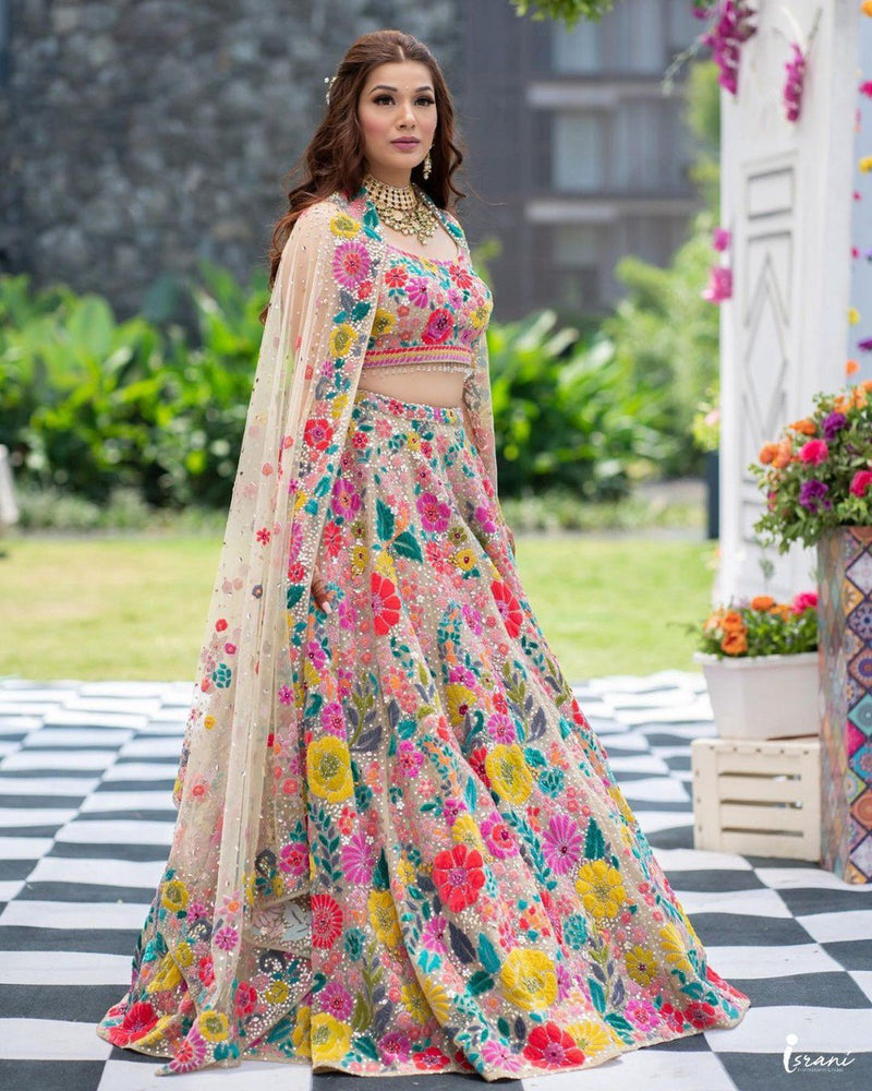 Floral Designer Trendy Party Wear Heavy Sequins Embroidery Lehenga Choli