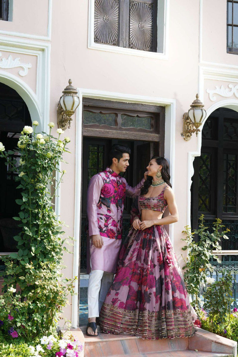 Pink Color Floral Designer Party Wear Organza Trendy Lehenga Choli