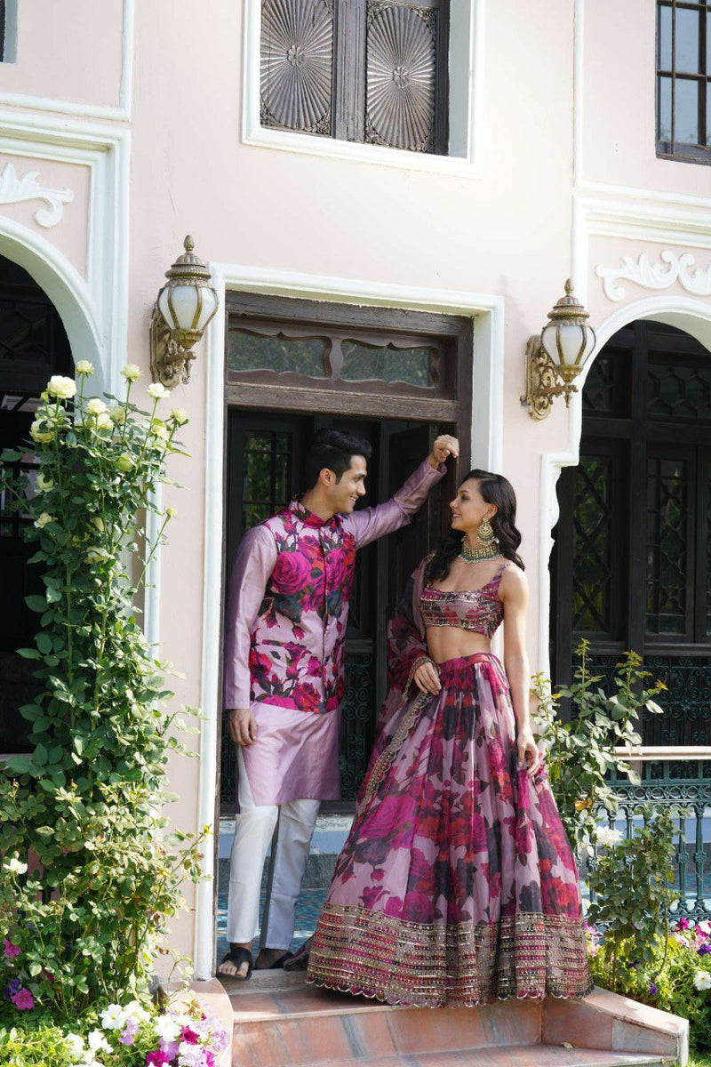 Pink Color Floral Designer Party Wear Organza Trendy Lehenga Choli