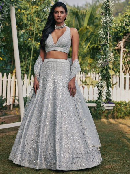Gray Color Trendy Sequins Work Designer Party Wear Lehenga Choli