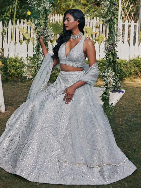 Gray Color Trendy Sequins Work Designer Party Wear Lehenga Choli