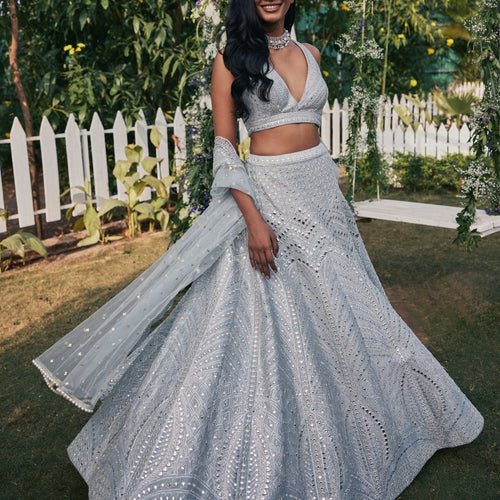 Gray Color Trendy Sequins Work Designer Party Wear Lehenga Choli