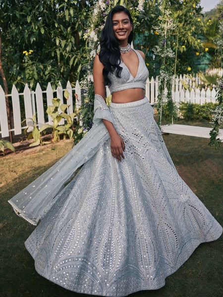 Gray Color Trendy Sequins Work Designer Party Wear Lehenga Choli