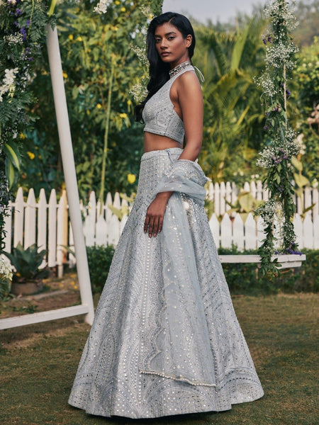 Gray Color Trendy Sequins Work Designer Party Wear Lehenga Choli