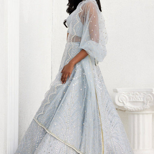 Gray Color Trendy Sequins Work Designer Party Wear Lehenga Choli