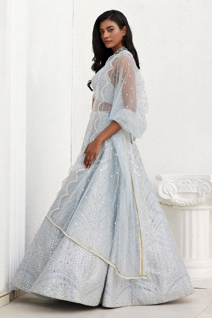 Gray Color Trendy Sequins Work Designer Party Wear Lehenga Choli