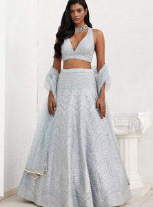 Gray Color Trendy Sequins Work Designer Party Wear Lehenga Choli