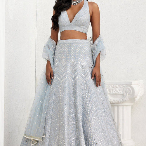 Gray Color Trendy Sequins Work Designer Party Wear Lehenga Choli