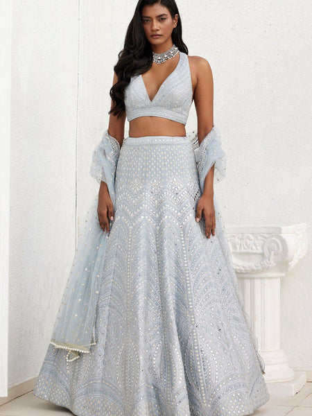 Gray Color Trendy Sequins Work Designer Party Wear Lehenga Choli