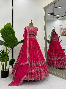 Pink Color Sequins Work Designer Trendy Georgette Lehenga Choli