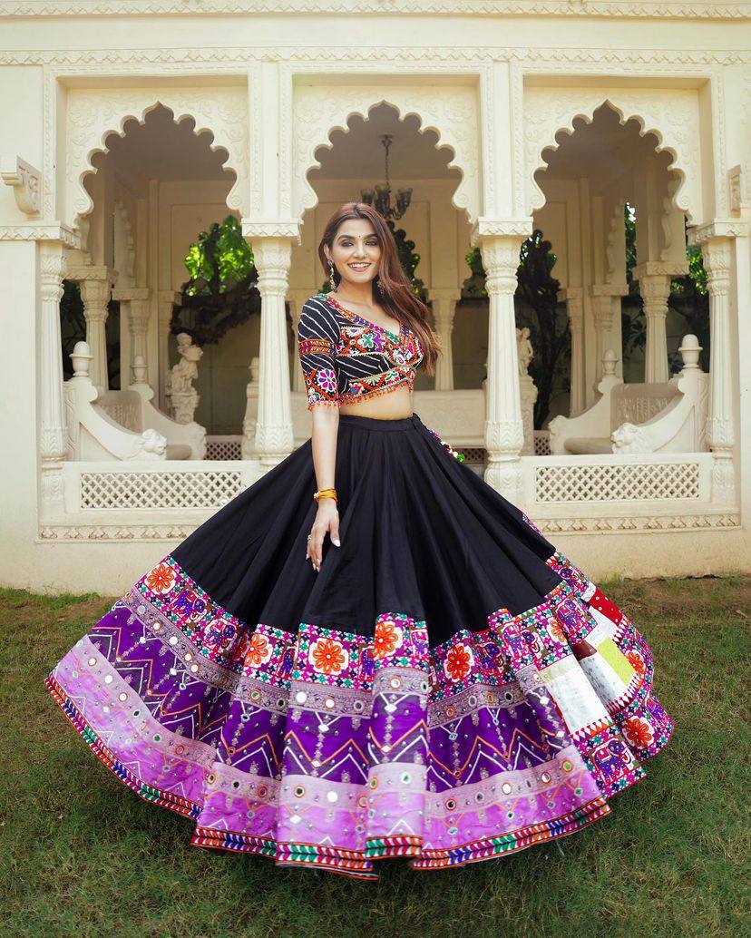 Black Mirror Work Megic Navratri Lehenga Choli