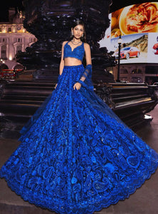 Royal Blue Color Georgette Sequins Work Bollywood Trendy Lehenga Choli
